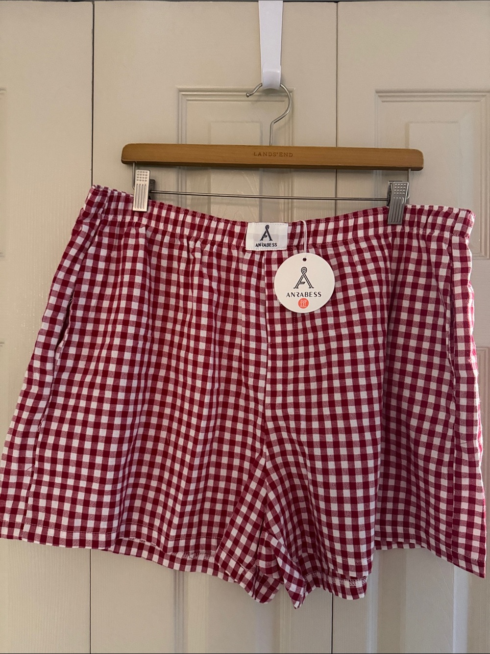 Red Gingham Women’s boxer Elastic Waist Shorts